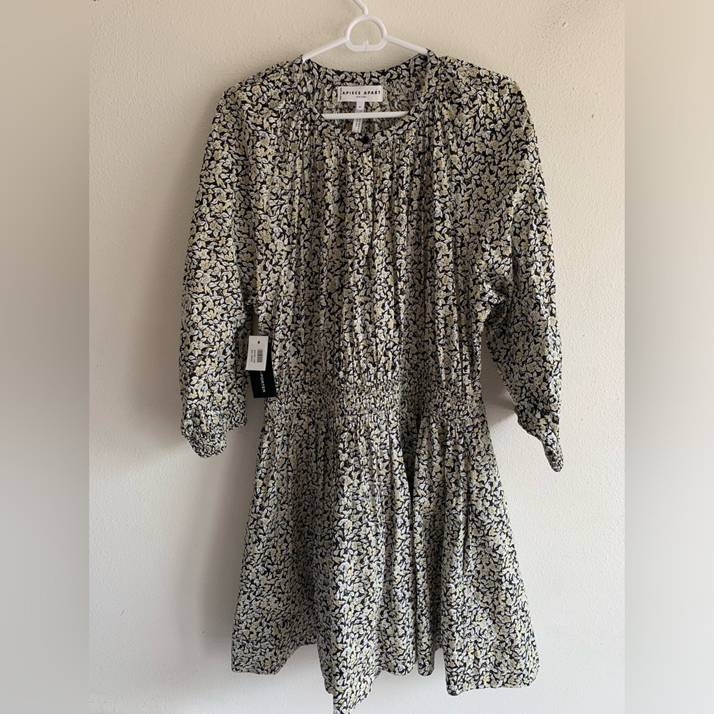 Apiece Apart Medium Black Yellow Floral Dress NWT